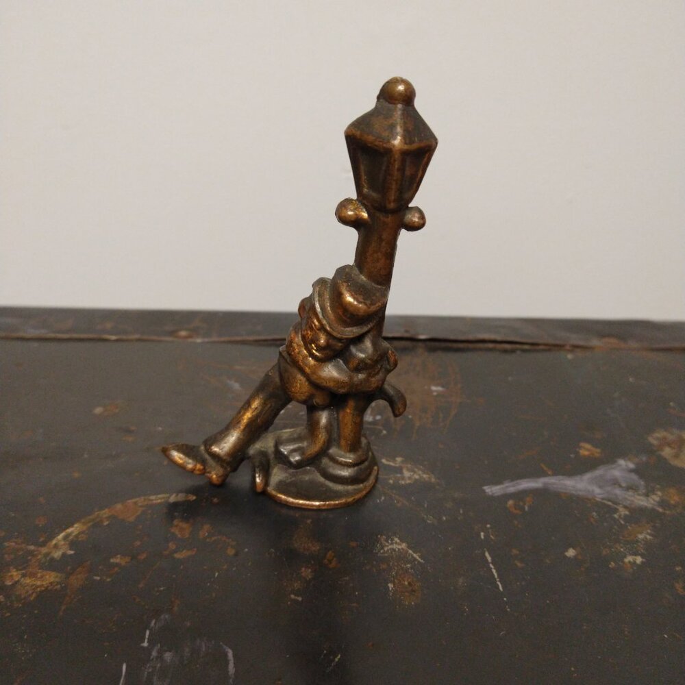 Vintage drunk person on lamp post metal bottle opener barware